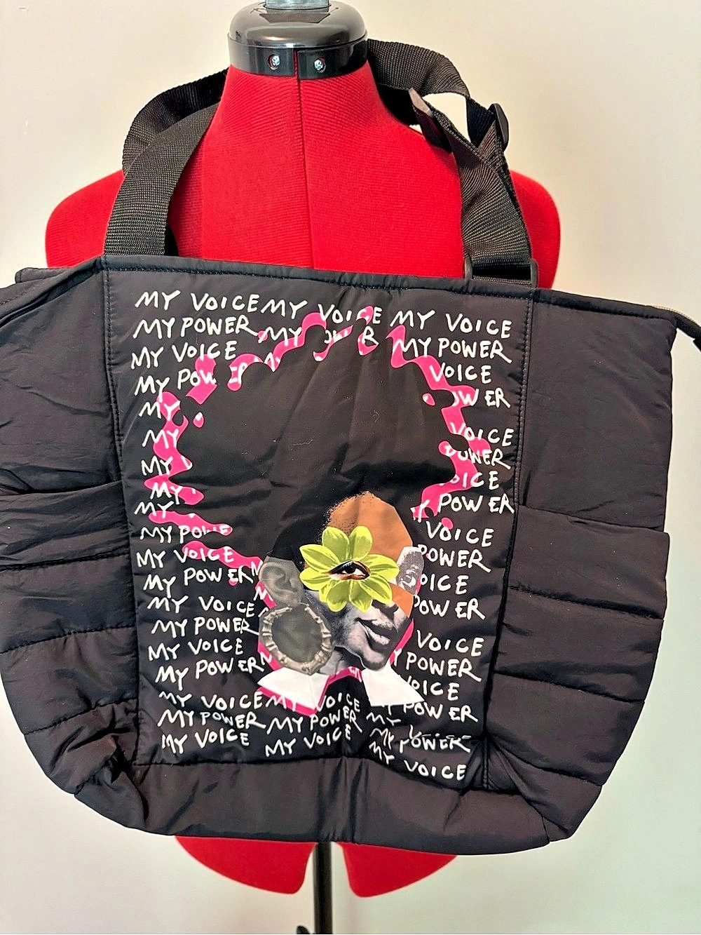 Target Black History Month Puffer Tote Handbag Black & Pink